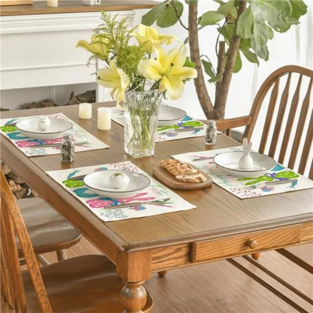 Easter Placemats Bunny Decor Spring Cottage Farmhouse Floral Table Decorations